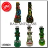Vitage Comic Style Hookah 3D heady glass bong with diffused 18-14mm downstem smoking water pipe whosle bongs