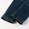Donkerblauwe jeans mannen patch slank fit 11 hoogwaardige biker denim broek hiphop broek maat 28-40