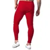 Pantalon décontracté rouge hommes coton Slim Joggers pantalons de survêtement automne pantalon d'entraînement mâle Gym Fitness bas course sport survêtement G220713