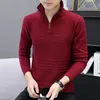 Men's Sweaters Fashion Knitted Sweater Men Autumn Winter Solid Color Warm Half Zip Vintage Mock High Collar Casual Pullover MenMen's Olga22