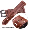 Cowhide Strap Women Men 20 22 24mm Genuine Leather Vintage bands Dark Brown Red Black Belt Band Accessories Bracelet G220420