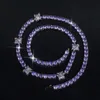 Iced Out Bling cubic Zirconia Tennis Chain Collier pour hommes Femmes Full Paveed Purple Cz Fashion Geng Ghost Pendant Pendant Chain Chain
