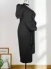 Casual jurken een schouder sexy grote size 4xl korte mouw midi lengte bodycon vrouwen eving verjaardagsfeestjes gewaden met bowtie 2022