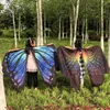 Kelebek Kanatları Kızlar İçin Çocuklar Kostüm Peri Şal Cape Nymph Pixie Kostüm aksesuarı saten kumaş Melarf Butterflys Gökkuşağı Kanatları