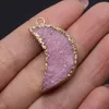 Pendant Necklaces Natural Stone Crescent Pink Crystal Healing Gemstone Necklace DIY Making Spiritual Lady Charm Men's Jewelry ElegantPen