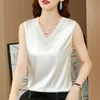 Tops Women Basic Women's Tank Female Vest Off Shoulder Hollow Out Lace White Satin Woman Clothes OL Clothing 220427