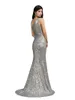 2022 Shinny Glitter Lovertjes Mermaid Bridesmeisje Jurken Backless Split Lange avond Party Prom-jurken Custom Made BM3111-3114
