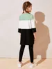Set di leggings con cuciture laterali a contrasto in top a blocchi di colore per ragazze SHE