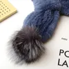 Écharpe en fourrure d'hiver Châle Réel Rex Lapin Foulard Renard Pom Pom Chaud Ski Voyage