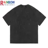 Rainbowtouches Washed T Shirt Vintage Unisex High Street Schwarz Schädel Muster Männer Oversize Street Fashion Männer Grafik Shirts 220608