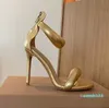 Mode Gianvito 10 5cm talons aiguilles sandales talon haut pour les femmes chaussures de créateurs de luxe d'été or pied en cuir de veau 5