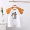 Cotton Baby One-pieces Clother Cartoon Newborn Romper 2022 Summer Short Sleeve Splicing Baby Jumpsuit 3 Color