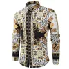 Chemises décontractées pour hommes Blouse Homme Baroque Banquet Chemise Paisley Hommes De Luxe Coréen Hommes À Manches Longues Imprimer 545Men's