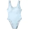 Women's Swimwear Sexy Women Scalloped Textured Fan-shaped One-piece Swimsuit Solid Color Push Up Padded Beach Swimming Suit