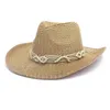 Mode Western Cowboy Hut Für Männer 9CM Breite Krempe Cowgirl Jazz Sun Caps Sommer Strand Stroh Hut Sombrero hombre