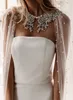 Party jacket women 300cm long crystal pearls bridal wedding jacekt wrap cape for beach wedding shawl