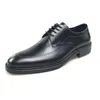 leather derby genuine men dress black italian business wedding formal shoes d