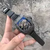 Watch Designer Luksusowe na rękę Richa Milles Automatyczne mechaniczne puste na zewnątrz Watch Fibre Fibre RM35-02 Taśma ceramiczna lufa wina moda