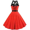 Seksi Retro Kırmızı Polka Dot Elbise Audrey Hepburn Vintage Halter 50 S 60 S Gotik Pin Yukarı Rockabilly Artı Boyutu Robe 220425
