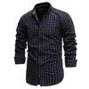 Camicia a quadri primavera 100% cotone da uomo slim fit abito s marca manica lunga nero alta qualità s per 220322