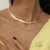 Fashion Snake Bone Chain Choker Necklace for Women Punk Gold Silver Color Flat Blade Link Chain Necklaces Collar Jewelry