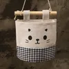 Cute Cotton Linen Hanging Organiser Wall Mounted Wardrobe Closet Organizer Cosmetic Toys Storage Bag Sundries Pouch