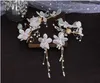 Hårklipp Barrettes Koreanska kvinnor Pannband och örhängen Set Wedding Bride Tiaras Crowns Bridal Flower HeadBebis Accessories Pearl Diadem