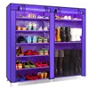 Supports de stockage étagères double rangées 9 treillis combinaison style armoire à chaussures violet