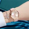 Polshorloges kleine verse ijzeren toren diamant bezaaid ontwerp mode dames horloges luxe kwarts horloge dames lederen vrouw klokwristwatches