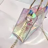 イブニングバッグ 2022 女性ショルダーバッグファッションレーザー透明クロスボディクリア PVC ゼリー小さなトートビーチレディ嚢ファムバンドーリエ