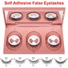 Faux cils auto-adhésifs 3 paires de cils avec miroir cosmétique pas de colle eye-liner nécessaire cils réutilisables doux naturel épais vaporeux imperméable facile à mettre