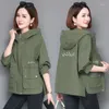 Women's Trench Coats Women Jacket 2022 Spring Autumn Korean Short Long Sleeve Loose Female Windbreaker Hooded Basic Casual Outwear K46