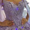 Leylak Lavanta Prenses Quinceanera Elbise Güzel Cape Puffy Dantel Korsa Tatlı 15 Elbise Mezuniyet Baloları Vestidos De 15 Anos