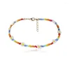 Lovely Flowers Colorful Beaded Charm Statement Short Choker Necklace For Women Vacation Jewelry Chokers Godl22