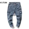 Harem Jeans Men Cargo Pants Spring and Summer Stretch Light Blue Loose Fit MultiPockets Casaul Denim Pants Soft Plus Size 42 40 T200614