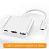 3 em 1 tipo C a HDTV Hub alumínio USB 3.0 Adaptador de carregamento USB-C 3.1 Cabo de cubo para Mac Air Pro Huawei Mate10 Samsung S8 Plus