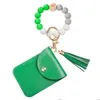 Pulseira de Couro PU Carteira Chaveiro Jóias Borlas Pulseira Porta-chaves Porta-cartões Bolsa Candy Color Silicone Frisado Pulseira Chaveiros Acessórios de Moda