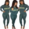 2021 European och American Sexy Women's Tracksuits Pearl Bronzing Print Höst Vinter Casual Two-Pites Suit