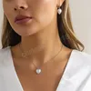 Élégant Imitation Perle Coeur Pendentif Collier Boucle D'oreille pour les Femmes De Mariage De Mariée De Mode Déclaration Bijoux Ensembles