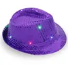 LED-jazzhattar som blinkar upp LED-FEDORA TRILBY PEALKINS CAPS Fancy Dress Dance Party Hats Unisex Hip Hop Lamp Luminous-Hat SN4784