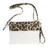 Bolsa de cosméticos transparente de PVC, bolsas de maquillaje con adornos de leopardo, bolso de mano transparente con patrón de estadio, DOMIL106-2002