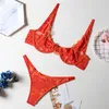 Sexy Lingerie Deep-V Floral Embroidery Underwear Push up Underwire Bra Transparent Erotic Brief Sets Intimate Wholesale 220513