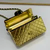 2022Ss Mini Hammer Forged Metal Flap Bag Französischer Designer Gold- und Silber-Hardware-Kettentaschen Klassische Diamond Check Single Shoulder Umhängetasche