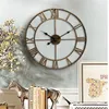 Wandklokken Europese stijl Vintage grote klok Iron Romeinse cijfer stil voor woonkamer Studie Kantoor Home Decoratie Clockwall