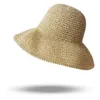 Breda brim hattar kvinnor mode raffia sol hatt floppy sommar halm kvinnlig strand panama mössa kupol hink femme skugga hatwide pros22