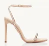 Marcas de designer de verão Crystal Sandals Sapatos High Heel Festa de Casamento Feminino Sexy Lady Lady Dress Luxury Gladiator Sandalias Eu35-42