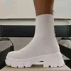 Kadın Çizmeler Sonbahar Kış Çizmeler Örme Çorap Üzerinde Kayma Ayakkabı Kadın 2022 Topuklu Platform Çizmeler Botas De Mujer Kadın Botines Y220706
