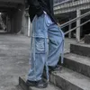 houzhouバギージーンズは男性のためにリッピングされたズボンのズボン男性パンクレイブゴスパンツカーゴストリートウェア秋のヒップホップ220328294o