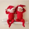 Nowonarodzone fotografie dziecięce Prop Red Rompers Christmas Girl Romper Photo Stroje Onesies One pojemnik Jumpsuits Triangle Ha Ubranie dla dzieci odzież