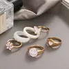 Vintage Heart Smile Soums Set for Women Love Email Ring Metter Butterfly Finger Girls Bijoux Gifts Ins Style 220719